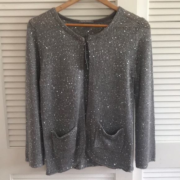Taylor Marcs Gray Sequined Sweater - Picture 1 of 7